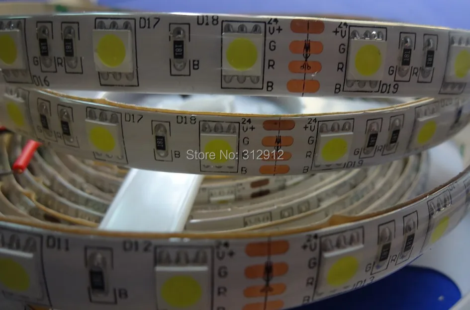 DC24V светодиодные полосы 5050 SMD гибкие свет 60LED/m, 5 м 300LED, белый, теплый, синий, зеленый, красный, желтый; RGB; водонепроницаемый силиконовое