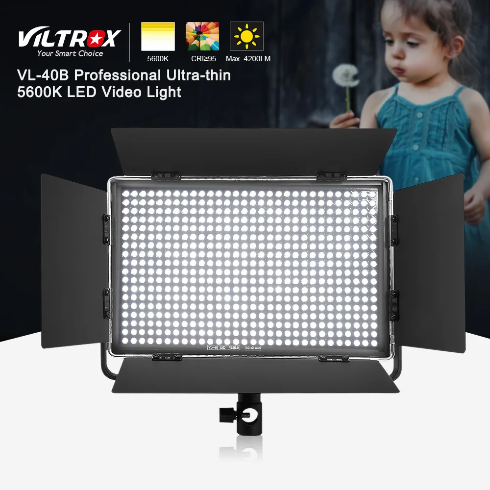 

Viltrox VL-40B Professional Ultra-thin LED Video Light Photography LED Light 5600K Fixed Color Temperature Adjustable Brightness