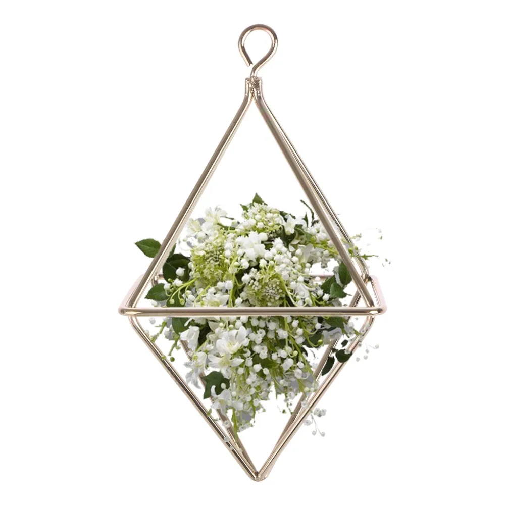 

OOTDTY Hanging Tillandsia Air Plants Rack Geometric Diamond Shape Flower Planter Basket