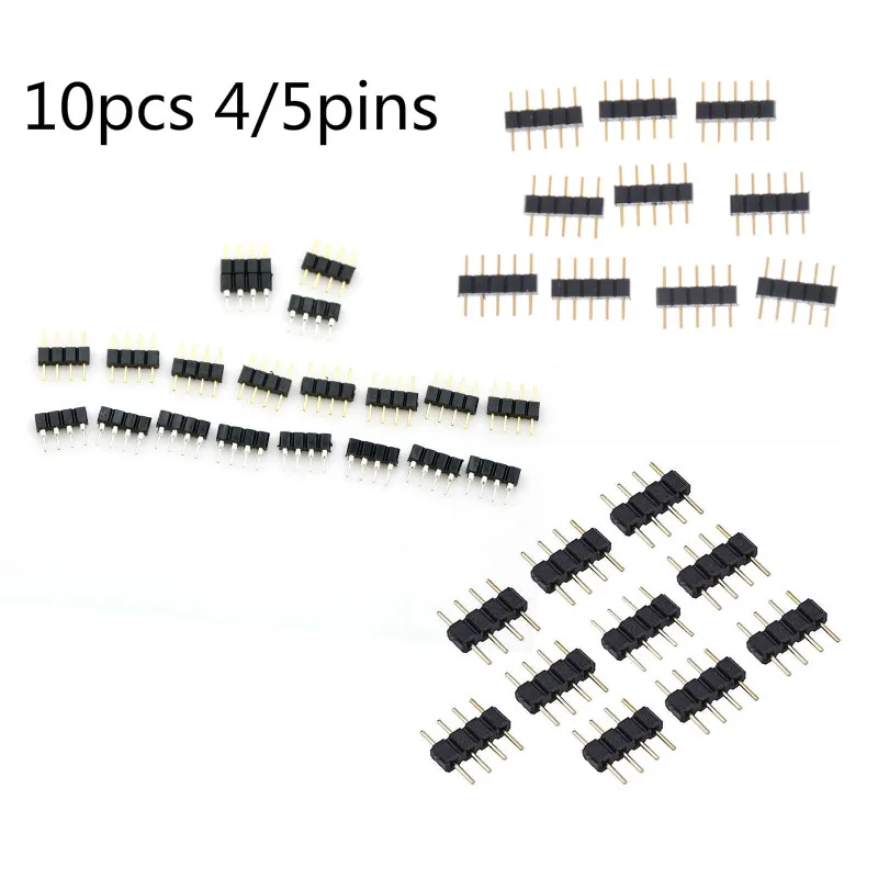 

10pcs 4 Pin RGB /5PIN RGBW Connector Adapter Pin Needle Male Type Double,For RGB /RGBW 5050 3528 LED Strip Light Led Accessorie