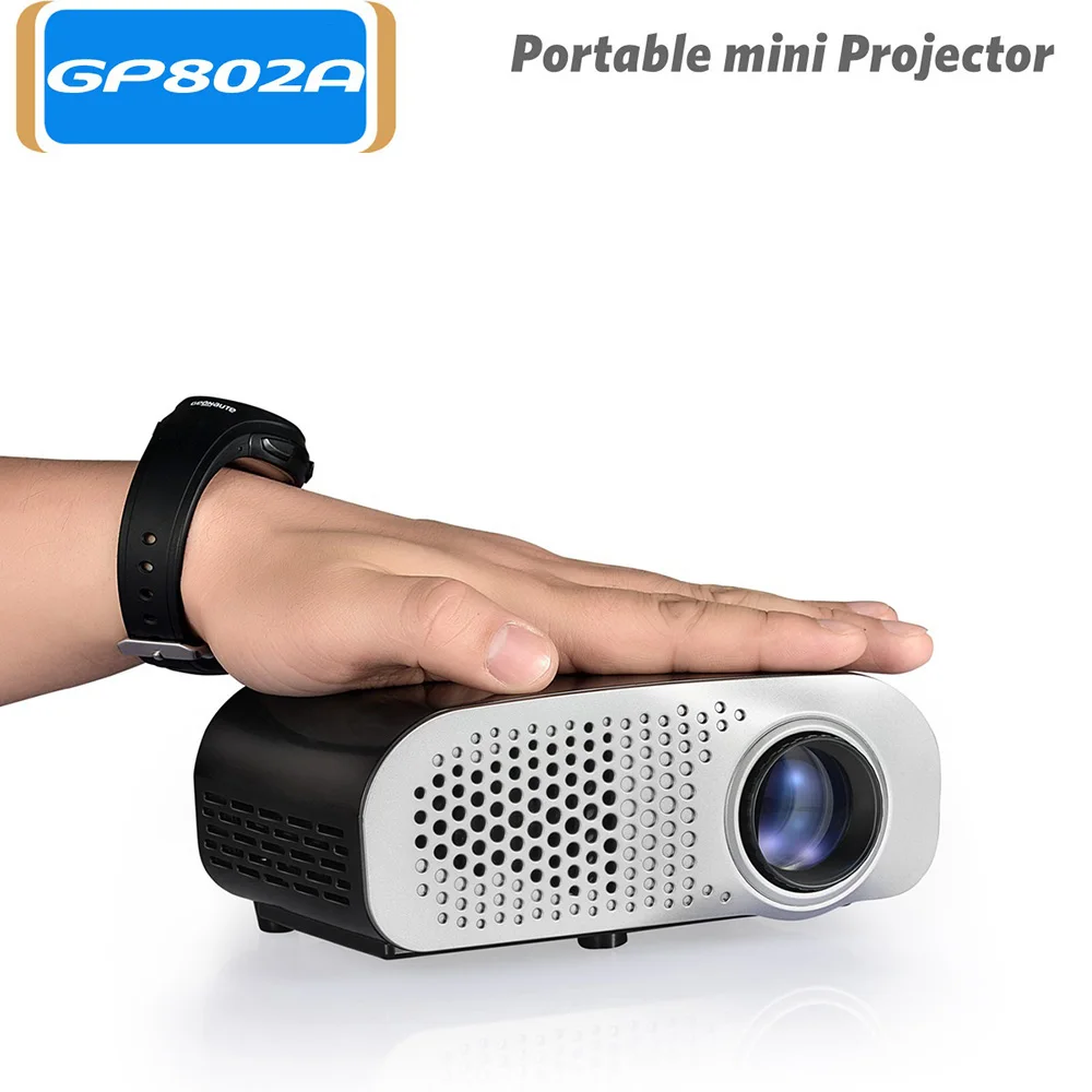 

GP802A HD Projector Mini Portable Video Projector LED with Built-in Speaker Support USB / SD for Home Theater Entertainment