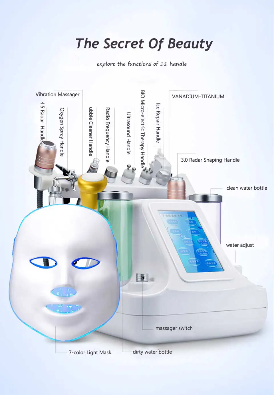  HOTTEST 11 in 1 Hydra Dermabrasion Spa Facial Machine RF Bio-lifting Water Jet Hydro Microbubble Sk
