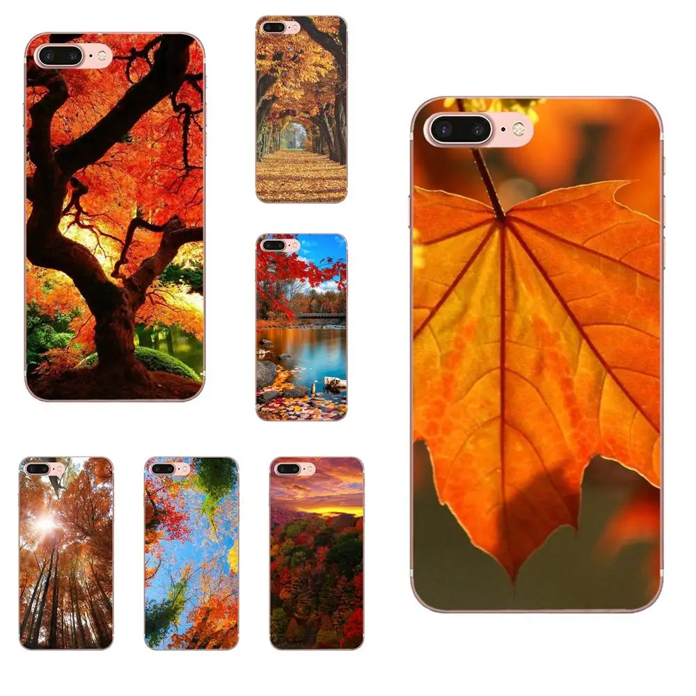 ТПУ мобильный телефон чехлы для Apple iPhone 4 4S 5 5C 5S SE 6 6S 7 8 Plus X XS Max XR осенний пейзаж