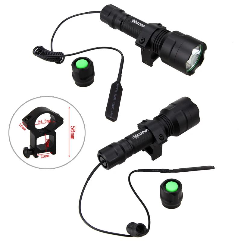 Interruptor de Pressão Luz + Rifle Branco Tático Caça Lanterna 2500lm Arma Escopo Montar 18650 Bateria Carregador t6 Led 12 arma luz + rifle escopo montar interruptor