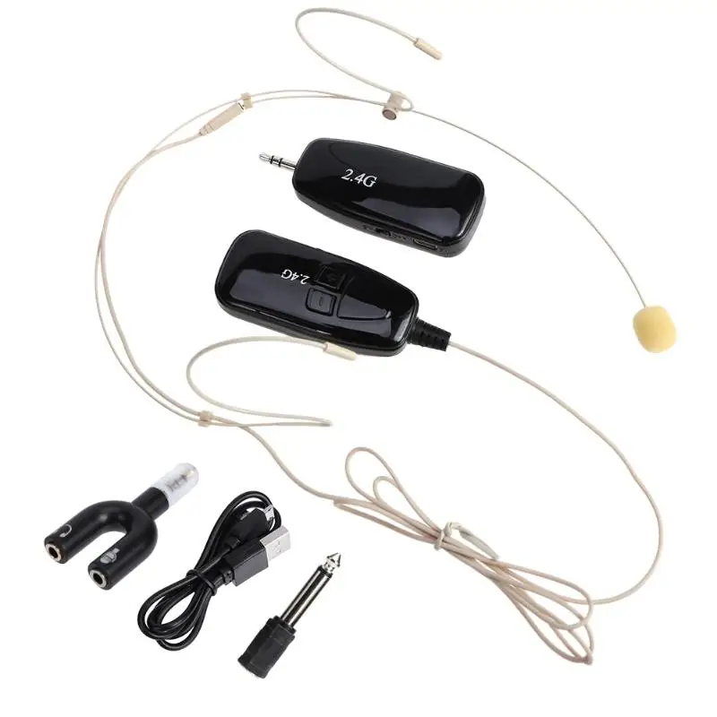 

ALLOYSEED 2.4G Wireless Microphone microfone Loudspeaker 40m Transmission Dual Ear Headset MIC Megaphone Radio Mic