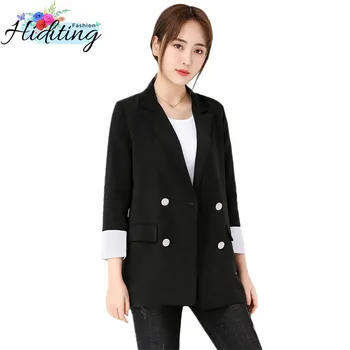 

Suit Jacket Women Spring Fall Casual British Wind Loose Wild Black Suit Women Double Breasted Large Size Temperament Suit WIN807