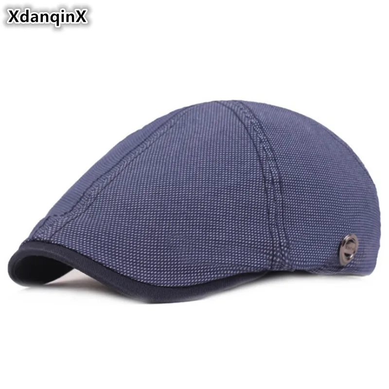 

XdanqinX New Autumn Men's Cotton Beret British Retro Fashion Sports Caps For Adult Men Adjustable Size Dad's Hat Snapback Cap