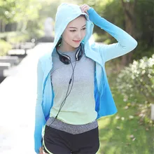 Женские модные спортивные куртки на молнии с градиентом Топы быстросохнущие Тренировочные Куртки Для Йоги Спортивные толстовки