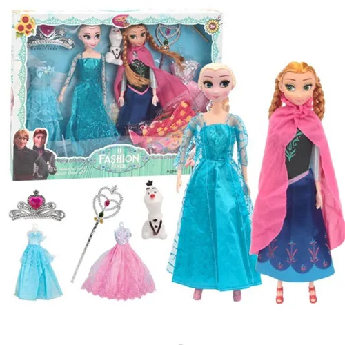 31 см Кукла Эльза Fever 2 принцесса Анна и Эльза куклы одежда 12 подвижных суставов подарки на день рождения для девочек игрушки с коробкой - Цвет: Elsa Anna 12 Joints
