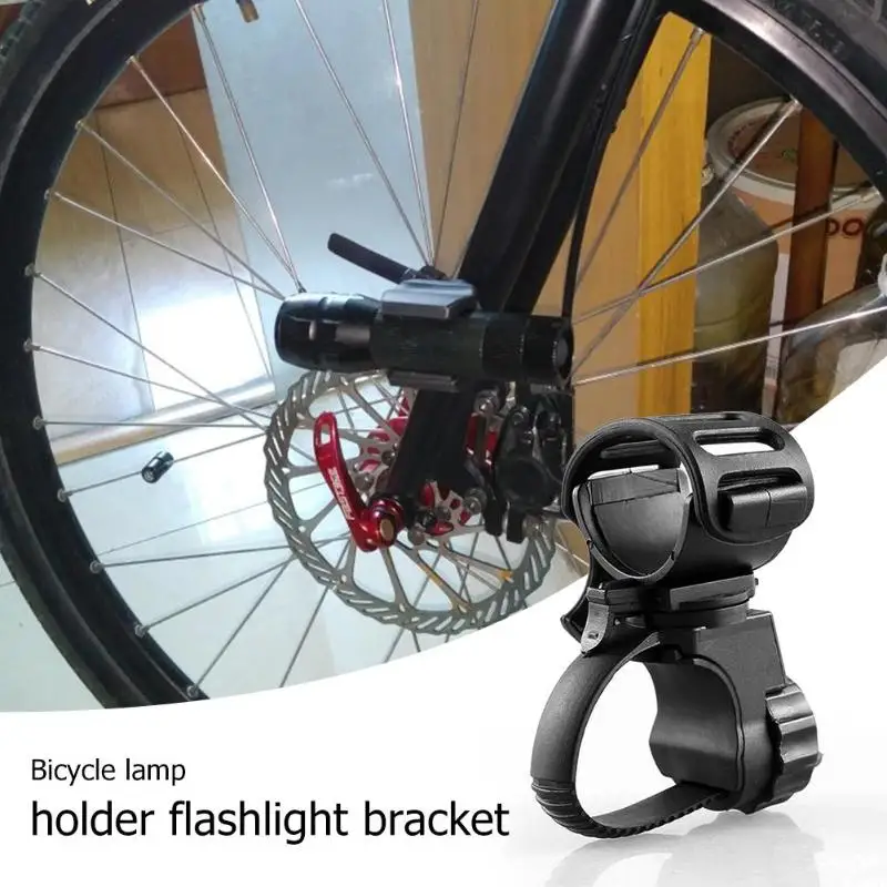 Discount Bicycle Lamp Holder Flashlight Bracket Adjustable 360 Degree Rotating Black Outdoor Riding Cycling Accessories Bike Parts 3