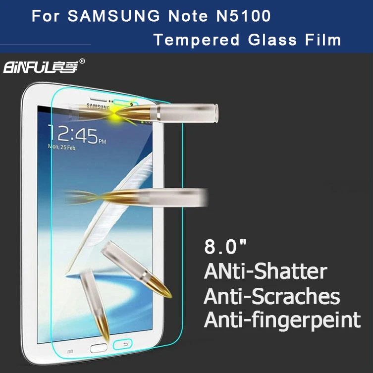 

BINFUL Premium 9H 0.3mm Screen Protector for Samsung Galaxy Note 8.0 N5100 N5110 Tablet Tempered Glass Protective Film