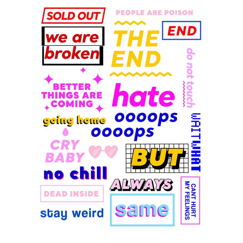 

2 pcs/lot Colorful English Word Decoration Mohamm Planner DIY Sticker Pack Post It Notebook Bullet Journal Stickers Scrapbooking