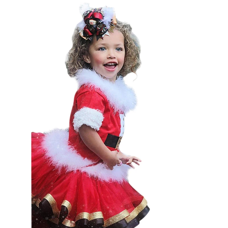 

Christmas Costume For Kids Girls Set Santa Claus Gift Kids Boutique Clothing Short Sleeved Tops+TUTU Skirt Suit Outfit 1-5 Years