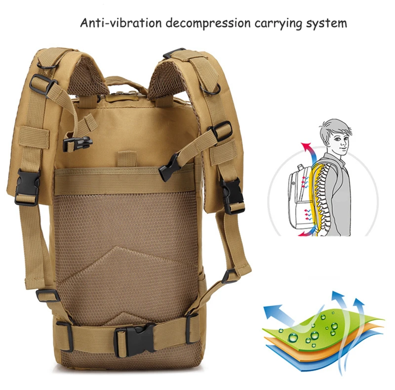 2017 3P Outdoor Military Tactical Backpack 30L Molle Bag Army Sport Travel Rucksack Camping Hiking Trekking Camouflage Bag (39)