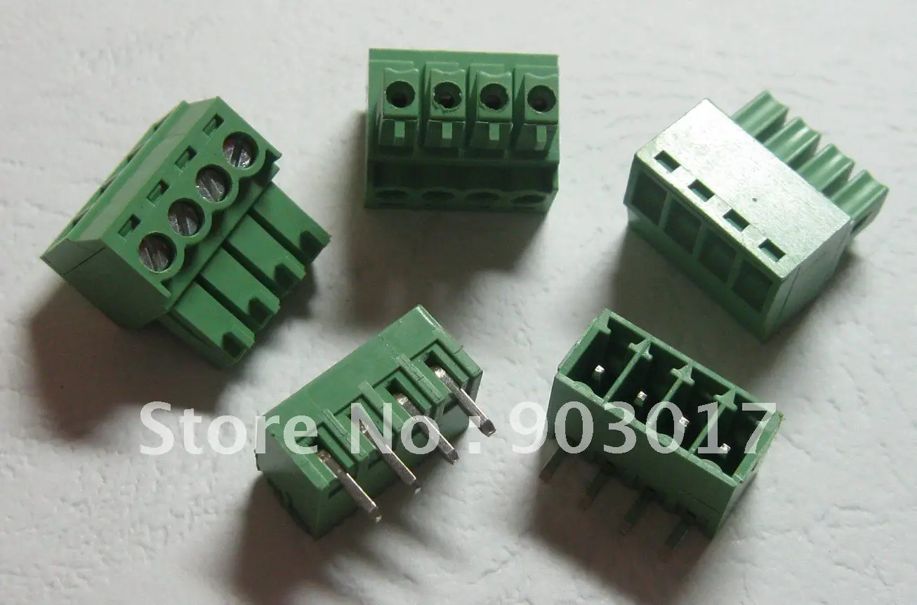 200 pcs Pitch 3.5mm Angle 5way/pin Screw Terminal Block Connector Pluggable Type 