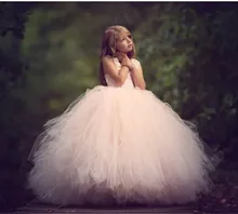 Hot Sale New Pink Flower Girl Dress Sleeveless Lace Beading Hollow Back for Weddings Girls First