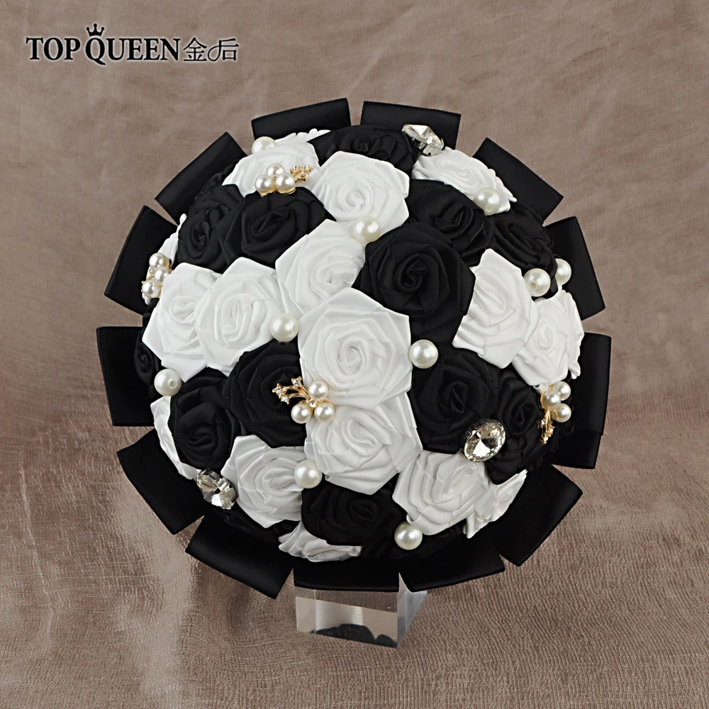 TOPQUEEN F6-BK букет для свадьбы шелковый букет невесты Свадебный букет каскадные бусины для букет невесты белый цветок