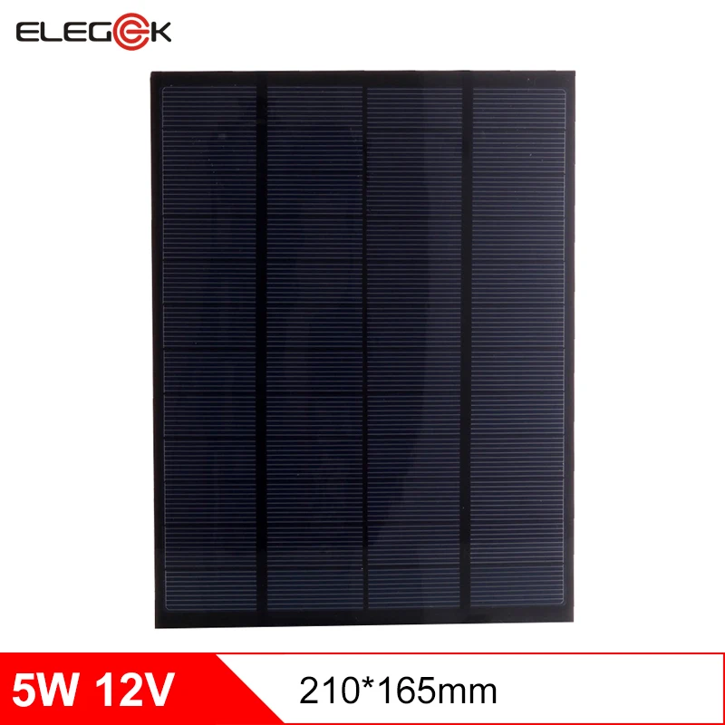 ELEGEEK 5W 12V Solar Cell Panel Polycrystalline 410mAh Mini Solar Panel Battery 12V DIY Solar Cell for DIY 210*165mm ELEGEEK 5W 12V Solar Cell Panel Polycrystalline 410mAh Mini Solar Panel Battery 12V DIY Solar Cell for DIY 210*165mm