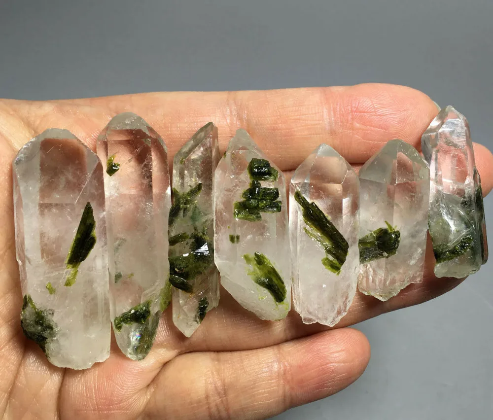 94g 7PCS Natural GREEN Epidote Crystal &ampCrystal PONIT Rough Stone Rock Specimen | Дом и сад