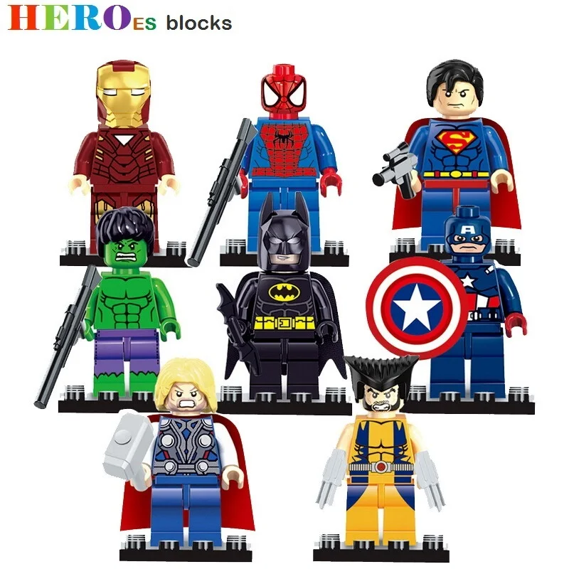 

Single Sale Super Heroes Model Building Blocks Figure Bricks Toy kids gift Compatible Legoed Superman Hulk Batman Spider Ironman