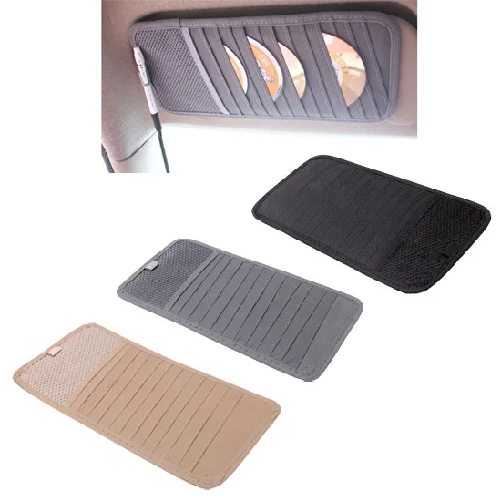 thumbnail image 1 of Estuche para 12 discos CD para coche, visera automática, estuche para DVD, disco, tarjeta, bolsa para recortar, organizador interior de estilo de coche, funda para guardar y ordenar, 1 of 4