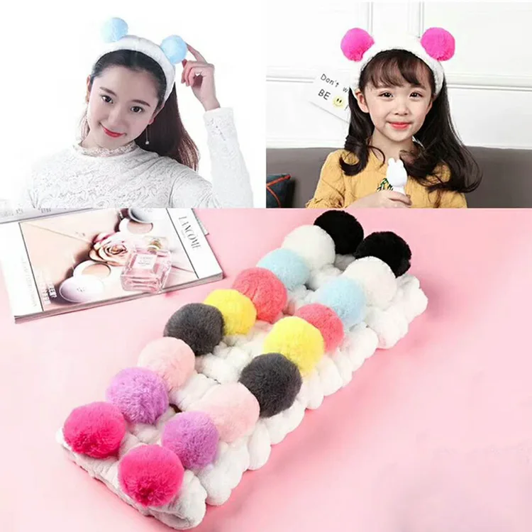 kids infant child girls and Mom elastic ribbon headband Double ball headwrap hair bands Korea Style Accessories For Party (1)