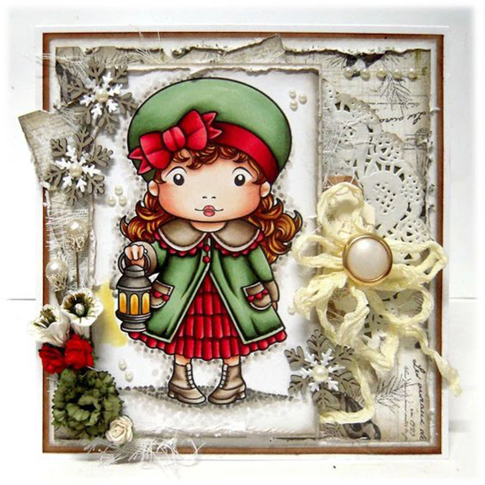

Lovely Bow Girl Clear Transparent Stamps + Metal Cutting Dies Stencils Embossing Album Paper Cards Decor DIY Crafts