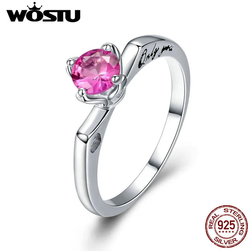 

WOSTU Silver Ring 925 Sterling Silver CZ Romantic Finger Ring for Women Wedding Party Luxury Fashion Jewelry Oorbellen BKR456