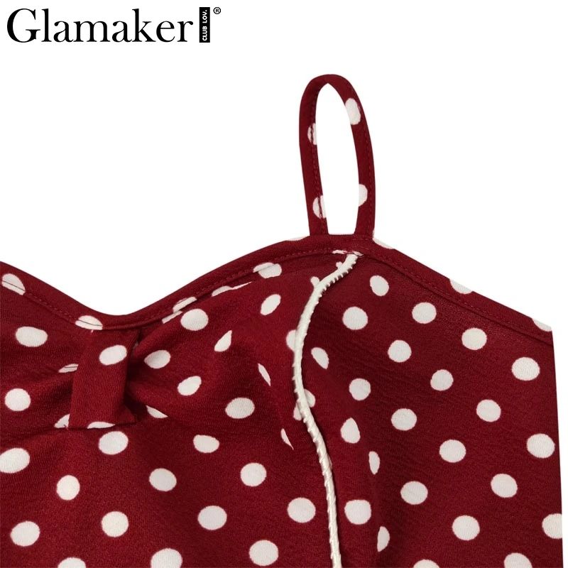 Glamaker Dot print сексуальное Бохо облегающее платье женские ремни с разрезом вечерние миди сарафан летнее элегантное праздничное Клубное пляжное платье для женщин