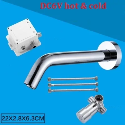 Vidric латунный хромированный настенный автоматический сенсорный кран для ванной умывальника бесконтактный инфракрасный кран датчик рта кран - Цвет: DC6V hot and cold