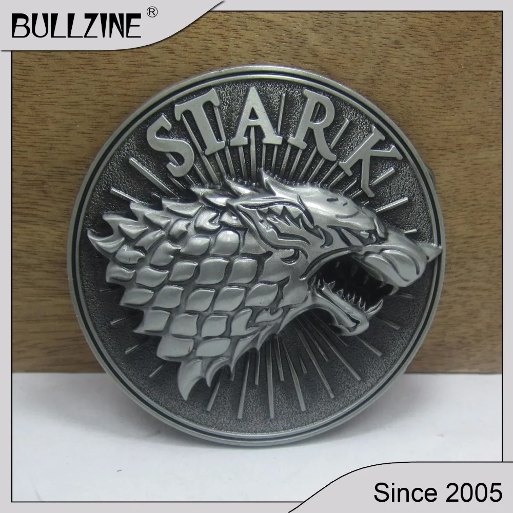 

The Bullzine stark eagle head belt buckle with pewter finish FP-03671 with continous stock