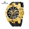 Reef Tiger/RT hombre reloj con cronógrafo fecha oro amarillo correa de caucho relojes de cuarzo reloj hombre masculino RGA303 ► Foto 2/6