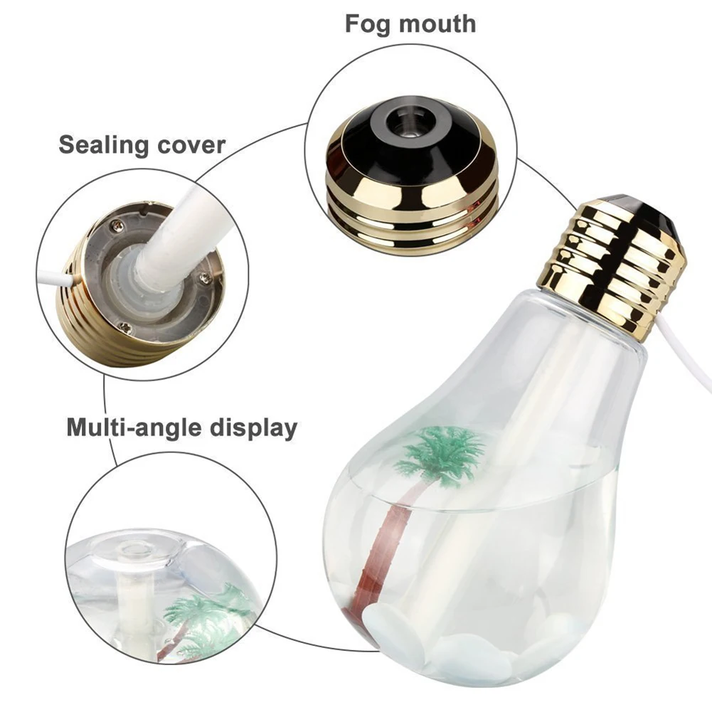 

High Quality 400ml LED Lamp Air Ultrasonic Humidifier bulb Mist Maker Essential Oil Diffuser Atomizer Air Freshener Mist Maker