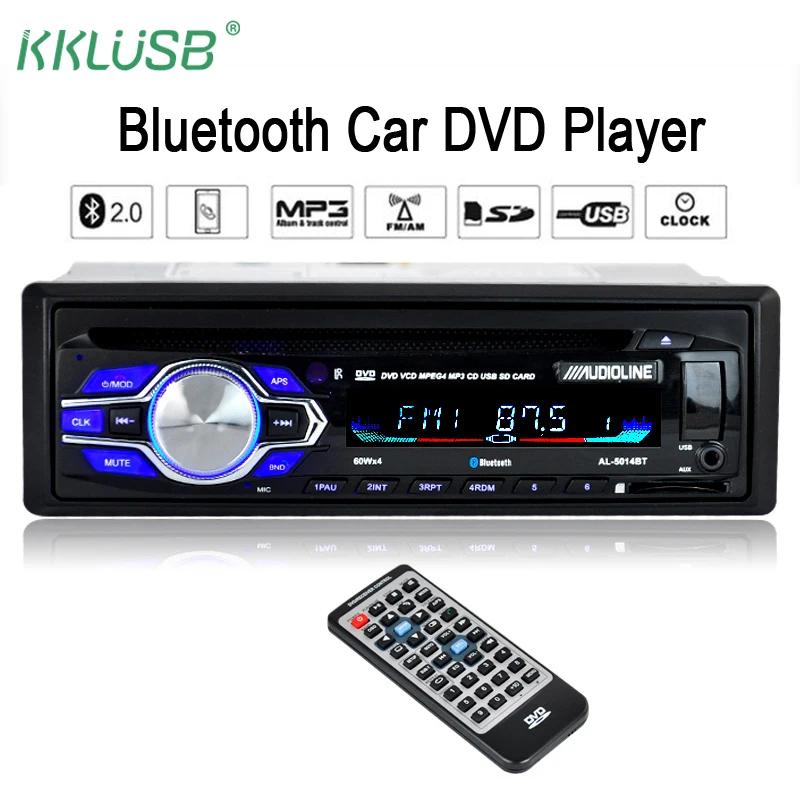 Autoradio 1 DIN 12V Car DVD CD Player MP3 Stereo Bluetooth FM SD/ MMC Card AUX Input USB Charger Audio Radio | Автомобили и