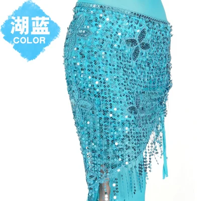 Танец живота хип шарф стиль танцевальный Пояс Женская танцевальная одежда - Цвет: Небесно-голубой