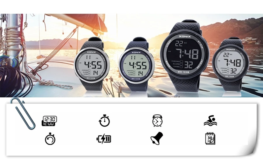 Xonix Модные мужские спортивные часы Водонепроницаемый 100 м открытый весело цифровые часы плавание дайвинг наручные часы Reloj Hombre Montre Homme