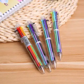 

1000pcs/lot Creative Multicolor Ballpoint Pen Lovely Oil Pen Stationery Press Six Color Oil Pen For Student Office School Supply