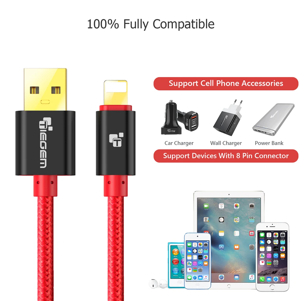 Tiegem нейлон плетеный кабель USB для iPhone 5 5S 7 Plus 1 м/2 м/3 м быстро зарядки синхронизации данных USB кабель для iPhone 6 6 S плюс 5S iPad