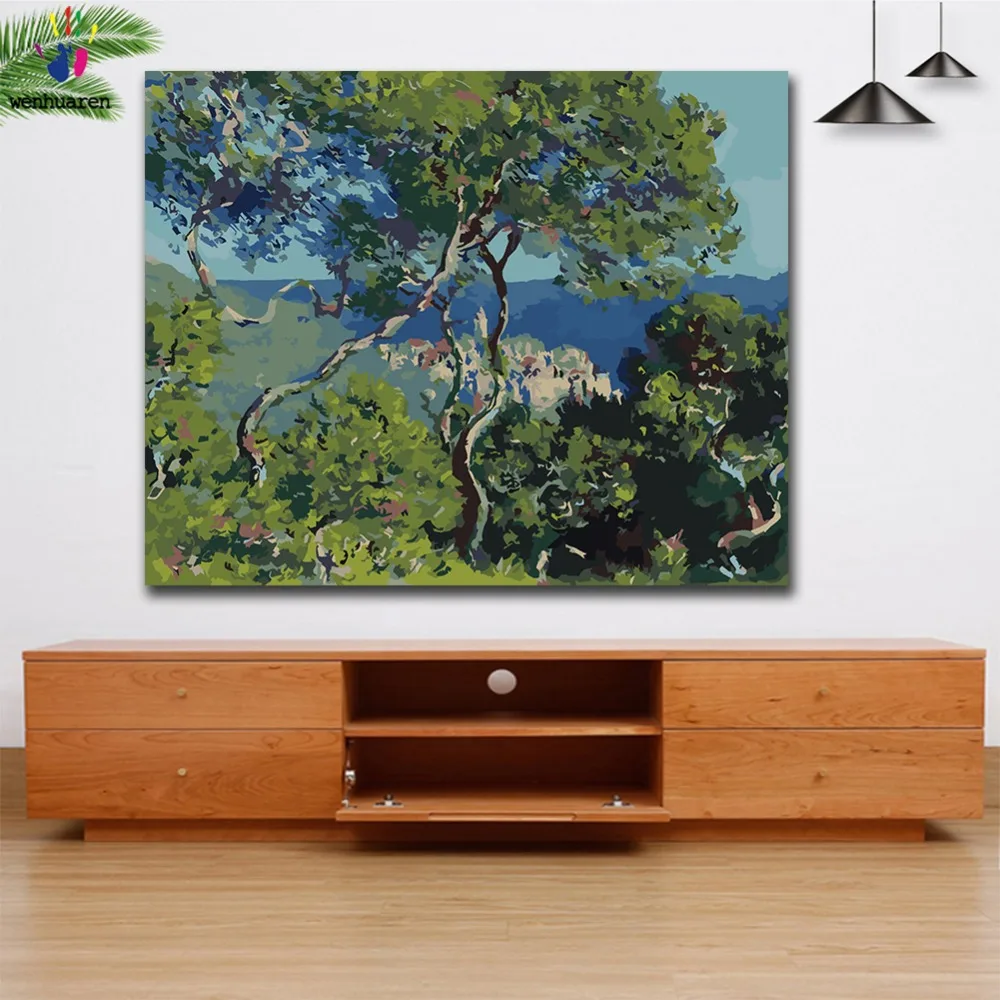 

DIY colorings pictures by numbers with colors Monet's landscape picture drawing painting by numbers framed Home