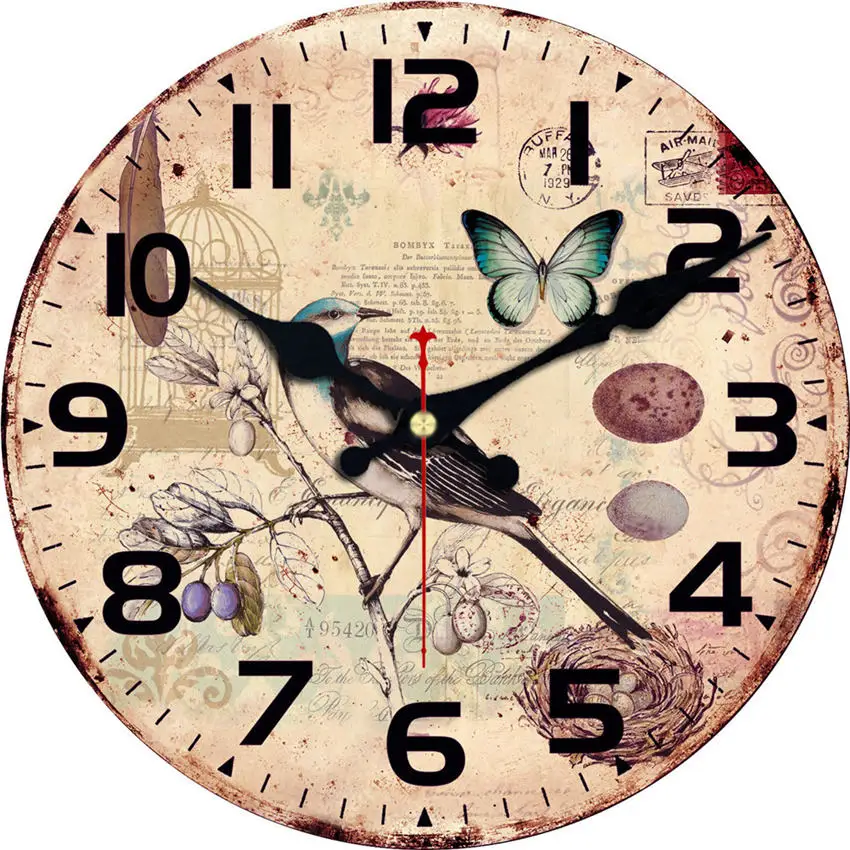 Шикарные Мэрилин красота винтажный Узор Деревянные картонные настенные часы, европейские ретро часы для шикарного домашнего офиса Кафе Декор - Цвет: Wall Clock 19