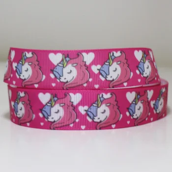 

50yards 7/8" 1" 1.5" 2" 3" 22mm 25mm 38mm 50mm 75mm unicorn printed grosgrain ribbon for headband hair bow hair tie