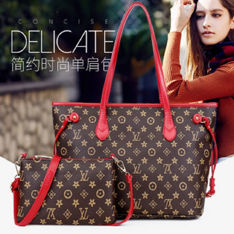 

Autumn new women's shoulder bag two sets of old flower handbags printing