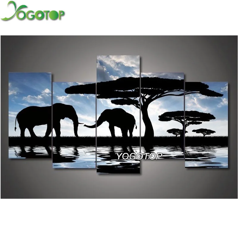 

YOGOTOP Diy Diamond Embroidery 5D Diamond Painting Cross Stitch Kits Square Mosaic Crafts Home Decor elephant 5pcs/set ML046