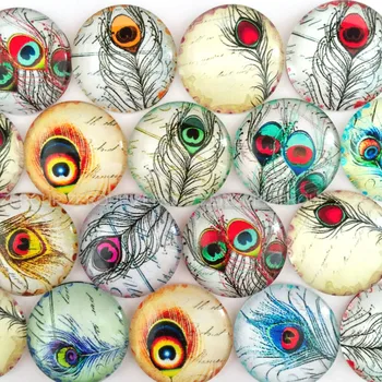 

ZEROUP round photo glass cabochon mixed pattern fit cameo base setting for jewelry flatback 20pcs/lot TP-143