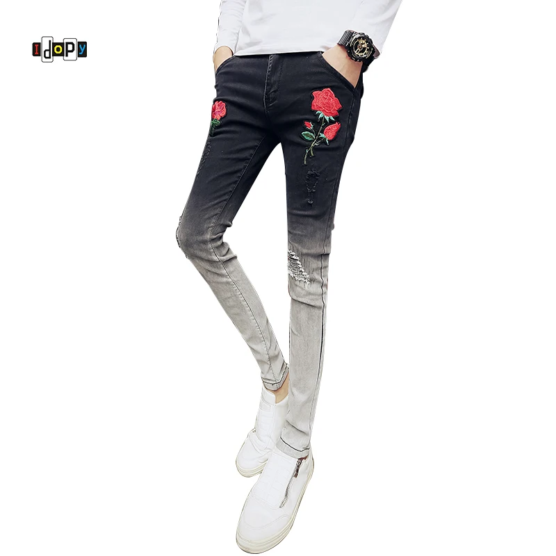 mens floral jeans