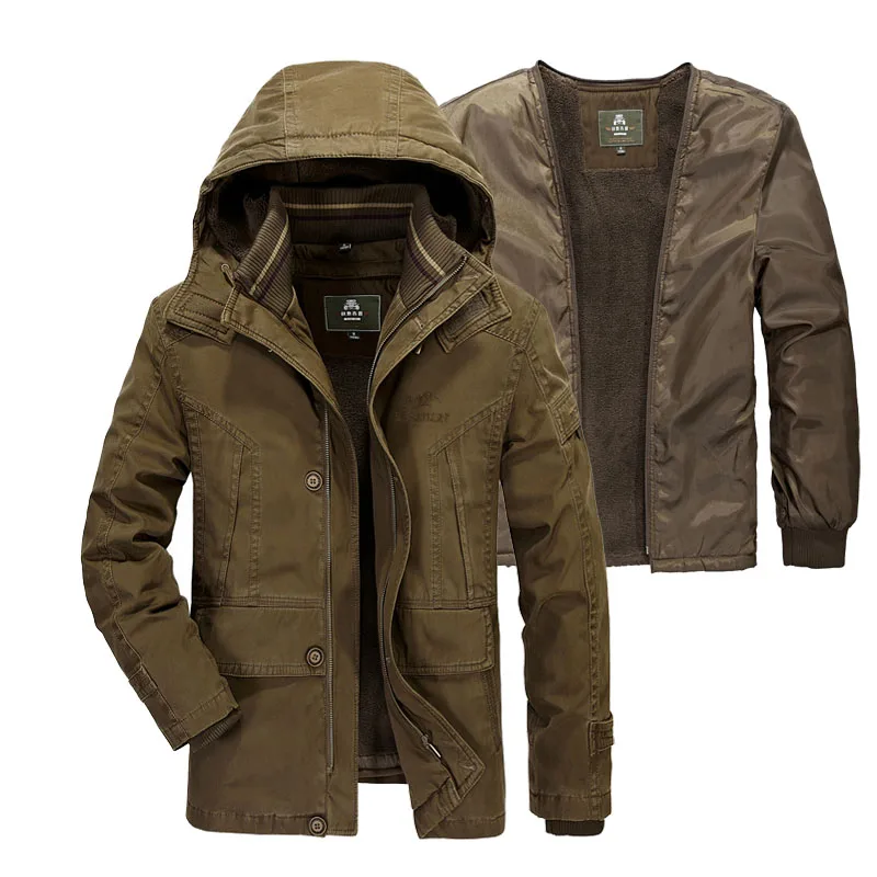 Nieuwe Brand AFS JEEP Parka Militaire Fleece Liner Afneembare Winter Jas Dikke Warme Sneeuw Overjas Obesitas Plus Size 5XL Nieuwe Brand AFS JEEP Parka Militaire Fleece Liner Afneembare Winter Jas Dikke Warme Sneeuw Overjas Obesitas Plus Size 5XL