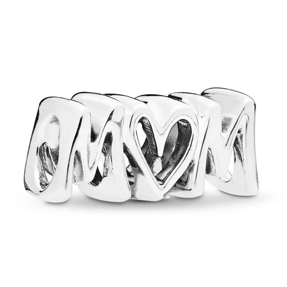 

Authentic S925 Sterling Silver DIY Jewelry Mum Script Charms fit Pandora Bracelet Bangle Openwork