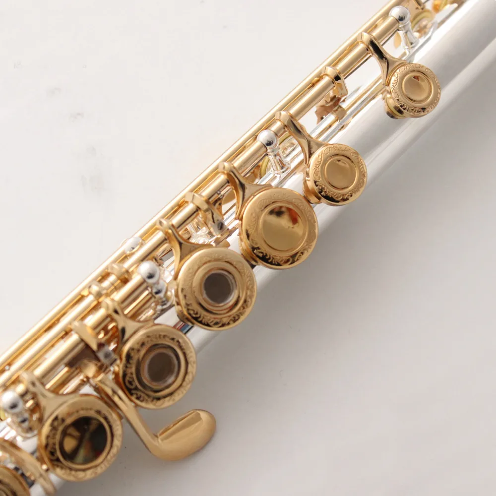 

Japan Brand Intermediate Standards Flute YFL-482 C Silvering Plated Gold Key Flutes 17 Holes open hole Flute Musical instrument