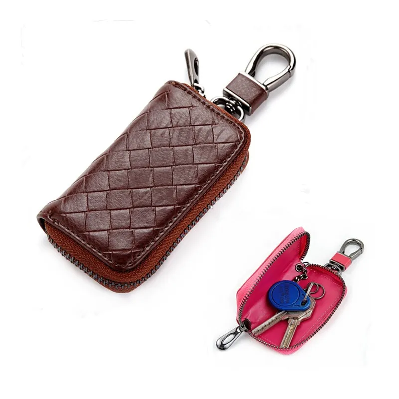 

Unisex Leather Key Holder Organizer Purse Wallets Men Card Money Holder Housekeeper Keychain Cover Zipper Car Key Case Bag