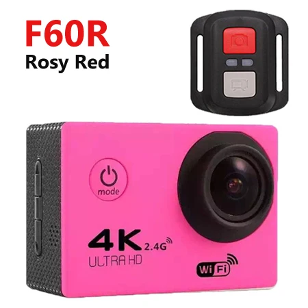 GOLDFOX F60/F60R 16MP 4K Wifi экшн-камера 1080P 60fps Спортивная камера 170D 30M Go Водонепроницаемая профессиональная спортивная DV велосипедная мини-камера на шлем - Цвет: F60R Rosy Red